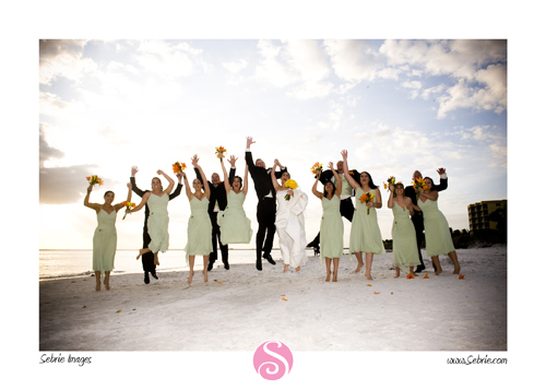 fort myers beach wedding party pictures